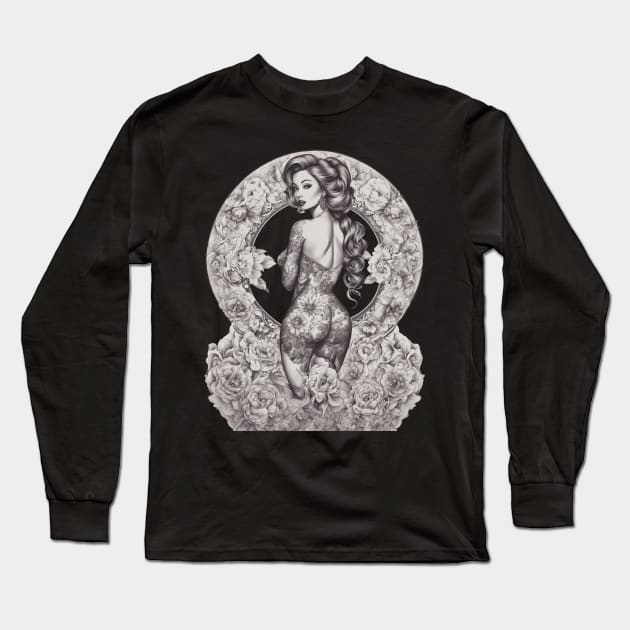 Inked Cover Girl Long Sleeve T-Shirt by animegirlnft